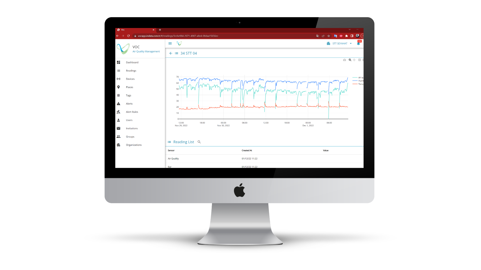 You can view values such as temperature, humidity, pressure and air quality with an easy graphical display.